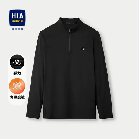 HLA/海澜之家磨绒保暖休闲上衣24秋季新弹力字母印花休闲风长袖男图片
