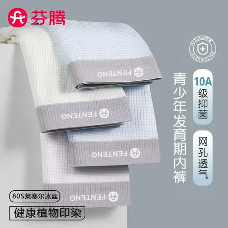 芬腾青少年冰丝内裤男童发育期初高中学生蚕丝抗菌裆男生平角短裤商品大图