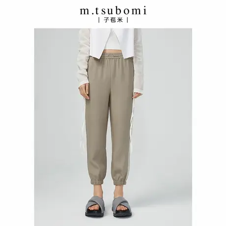 mtsubomi/子苞米驼色休闲长裤23年春新款绵羊毛高腰显瘦灯笼裤女商品大图