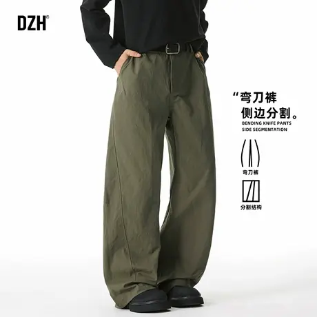 男士美式绿色工装裤男款2025新款户外直筒伞兵裤休闲裤宽松阔腿裤商品大图