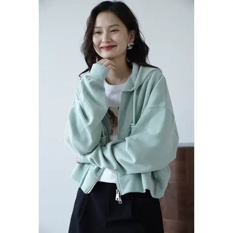 嘉茱莉2023新款宽松韩版慵懒卫衣外套女短款洋气ulzzang上衣秋季图片