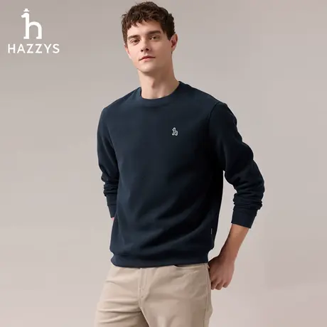 【商场同款】HAZZYS哈吉斯25秋季新款男士纯色卫衣休闲通勤上衣潮图片