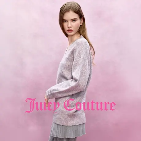 【含绵羊毛】Juicy Couture橘滋针织衫女25年秋季新款简约V领毛衣商品大图