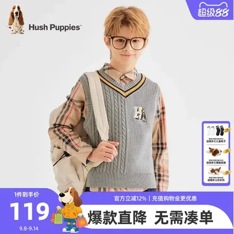 暇步士童装男童马甲大童秋季新款大童学院风背心儿童休闲无袖上衣商品大图