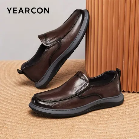 意尔康休闲鞋2026春款头层牛皮厚底套脚一脚蹬乐福鞋舒适爸爸皮鞋商品大图