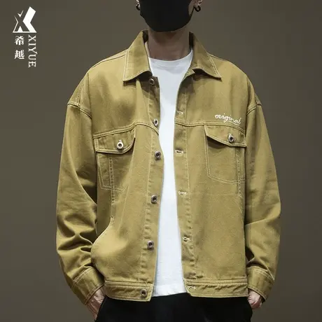 美式工装风夹克外套男士秋季新款痞帅纯棉长袖衬衣宽松大码男外衣图片