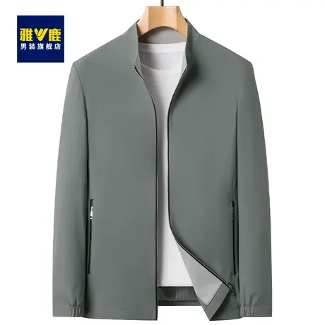 雅鹿夹克男士2023春秋季新款休闲商务立领棒球领百搭外套爸爸男装商品大图