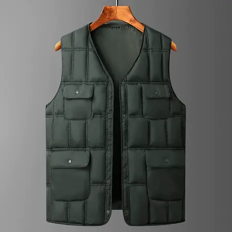 爸爸马甲加绒中老年人男士羽绒背心爷爷冬季保暖冬装马夹加厚坎肩商品大图