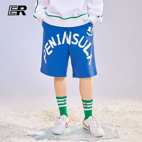 ER字母印花华夫格短裤潮牌运动裤宽松情侣五分休闲裤图片