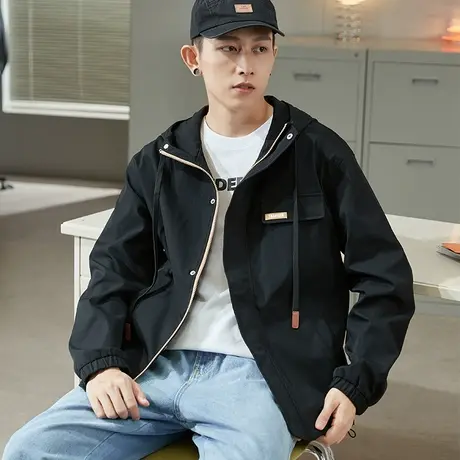 [XXL]唐狮工装外套春秋季休闲连帽外套时尚男夹克青少年上衣潮流商品大图