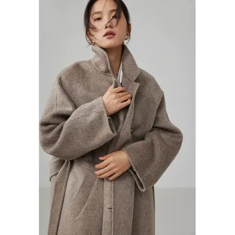 2023新款1OO羊毛毛呢外套女长款宽松双面羊毛大衣高级感图片