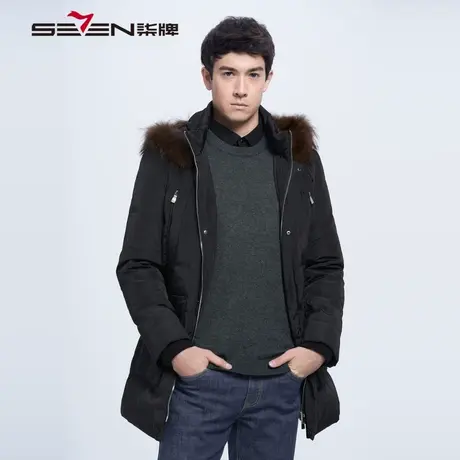 【清仓】柒牌男装冬季款男士羽绒服舒适保暖长款外套商务休闲连帽图片