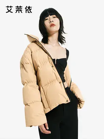 艾莱依短款羽绒服女款冬季新款鸭绒时尚洋气休闲保暖防风宽松外套商品大图
