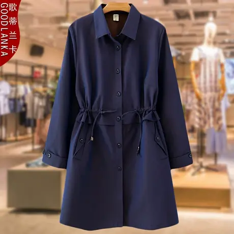 40-50岁中年胖妈妈春秋中长款风衣女大码宽松显瘦中老年女装外套商品大图