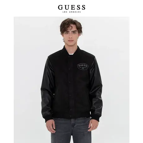 【38上新季】GUESS 男士平绒亚光拼接新潮棒球领夹克外套图片