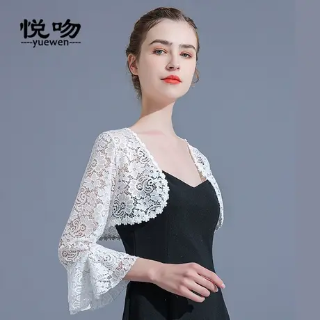 搭配吊带裙的外搭开衫蕾丝坎肩喇叭袖小披肩女夏百搭短款防晒上衣商品大图