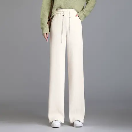 2023年新款高腰雪尼尔阔腿裤女秋冬垂感显瘦百搭直筒裤休闲长裤子图片