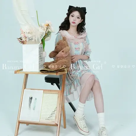 Bananagirl睡衣女新款夏季可爱洛丽塔风短袖连衣裙可外穿家居服女商品大图