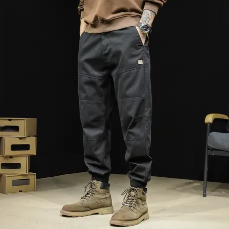 美式拼接工装裤男士潮牌束脚男裤秋季2023新款宽松大码男款休闲裤商品大图