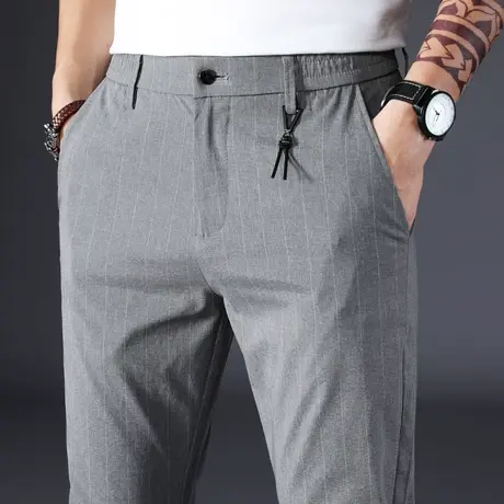 夏季薄款透气商务西裤男士冰丝休闲长裤韩版潮流宽松百搭春季裤子商品大图