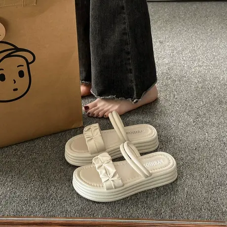 百搭凉拖鞋女夏2024新款外穿厚底一字拖休闲沙滩罗马凉鞋两穿学生商品大图