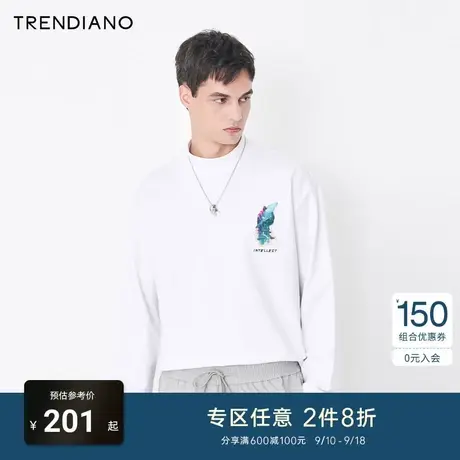 TRENDIANO官方潮牌男装时尚简约未来感百搭印花长袖半高领T恤男士商品大图