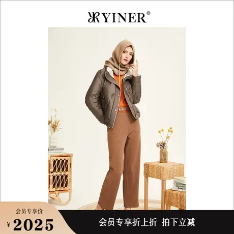 YINER音儿女装冬季短款轻薄立领保暖羽绒服高级感商品大图