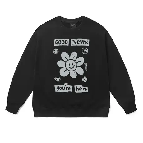 套头卫衣无帽INS超火小众花朵涂鸦国潮牌百搭透气运动衫长袖上衣商品大图