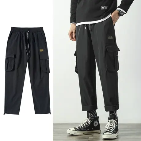 炸街裤子高级范自留男痞帅休闲长裤古着感工装裤潮牌显瘦直筒春夏商品大图