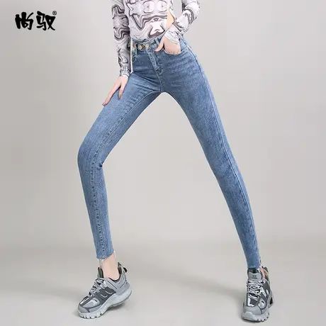 牛仔裤女2024年新款韩版宽松百搭时尚高腰修身显瘦牛仔铅笔裤女潮图片