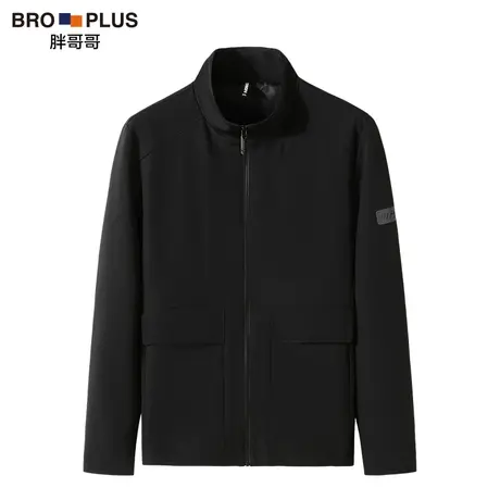 胖哥哥春秋季新款大码男装都市夹克男加肥加大休闲简约立领男外套图片