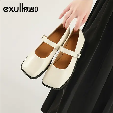 依思q方头玛丽珍女鞋春秋2024新款配裙子jk单鞋时尚低跟女奶奶鞋商品大图