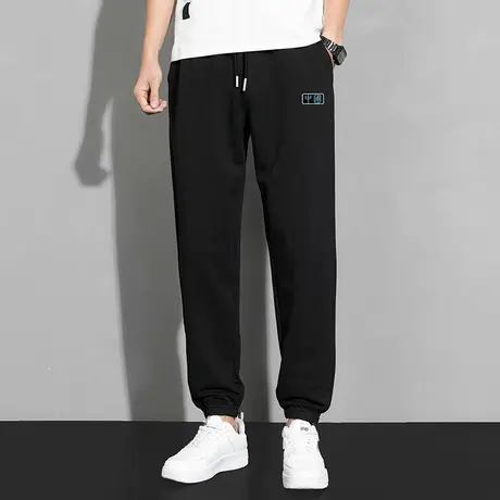 黑色长裤子男秋冬季休闲运动裤中国潮流九分抽绳小脚束脚卫裤男生商品大图