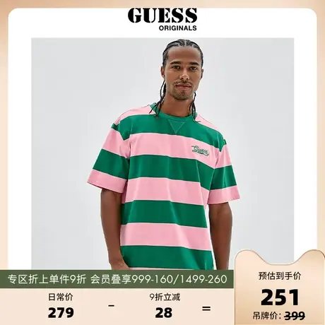 GUESSOriginals男女同款字母个性条纹T恤多巴胺-M2YI54K9XF1商品大图