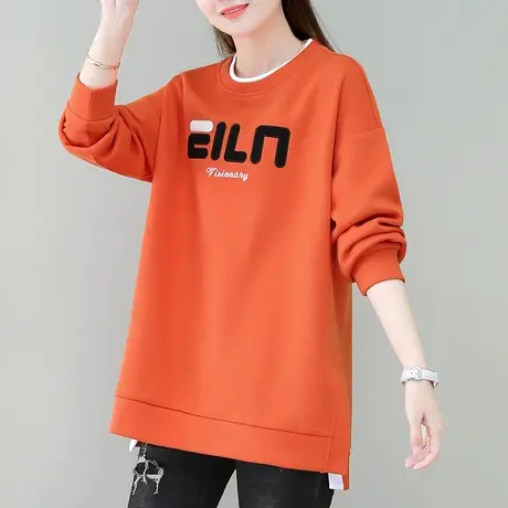 中长款卫衣女秋冬2023新款时尚韩版大码女装百搭显瘦宽松上衣外套图片