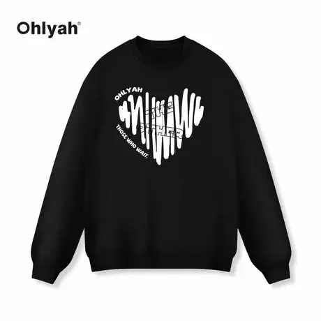 Ohlyah圆领情侣大码卫衣男春秋款爱心潮牌宽松休闲无帽长袖上衣商品大图