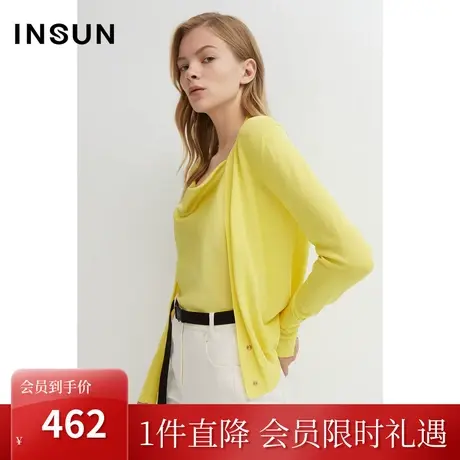 恩裳商场同款春季女装个性袖口开衩宽松H型舒适毛针织衫商品大图