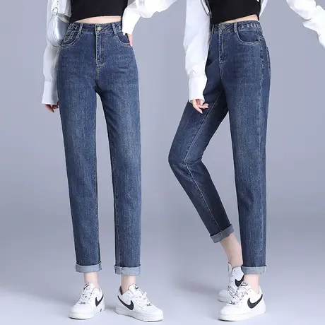 小个子刺绣哈伦牛仔裤女秋季高腰直筒裤2023年春秋新款哈伦老爹裤图片