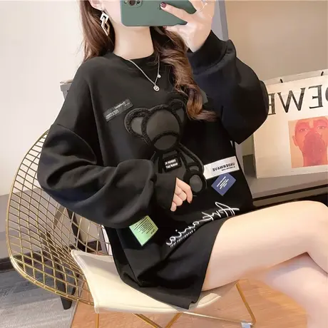 ins长袖t恤女春秋季韩版宽松欧货大版中长款早秋百搭学生上衣服潮商品大图