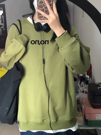 字母印花美式复古圆领卫衣女薄款春秋vintage宽松慵懒风长袖上衣图片