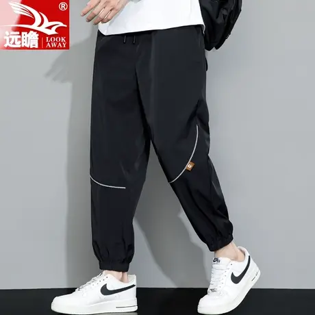 夏天冰丝男裤夏季薄款2023新款男士宽松休闲工装束脚九分哈伦裤子商品大图