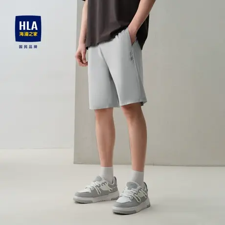 HLA/海澜之家速干休闲中裤2024春夏新款微弹中腰宽松五分裤男图片