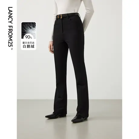 朗姿霍尔多巴吉白鹅绒复古微喇黑科技长裤女2023年冬季新款羽绒裤商品大图