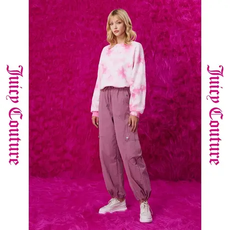Juicy Couture橘滋2025春夏新款玫瑰豆沙色扣宽松休闲工装裤商品大图