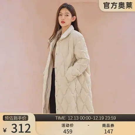 坦博尔菱格中长款羽绒服女时尚潮流保暖风衣式秋冬保暖外套图片
