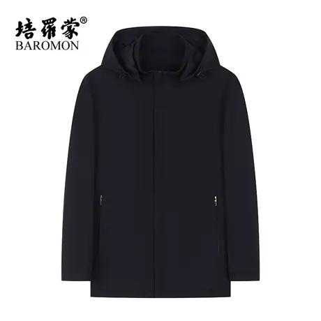 BAROMON/培罗蒙2023秋季新款中年连帽通勤外套男士藏青色休闲夹克图片