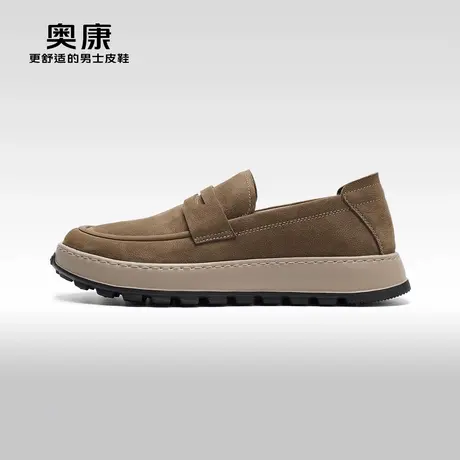 【门店发货】Aokang奥康秋季新款商务休闲鞋男真皮软底约会鞋商品大图