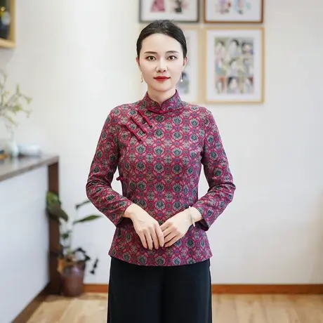 筠雅春季新款中国风收腰显瘦新中式盘扣上衣年轻款唐装女装24J313商品大图