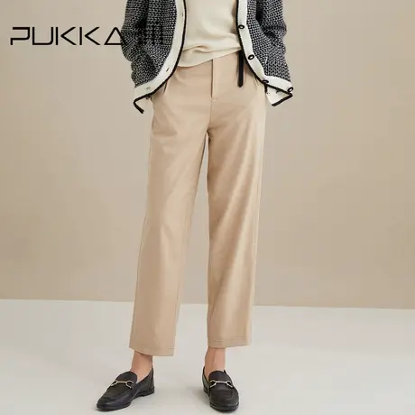 蒲PUKKA 休闲裤女2022秋装新品宽松高腰气质显瘦直筒萝卜裤子商品大图