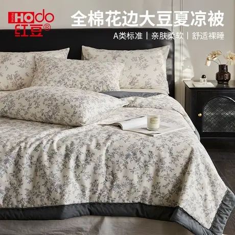 红豆纯棉空调被双人夏凉被家居被子被芯午睡大豆被新款被子可机洗图片